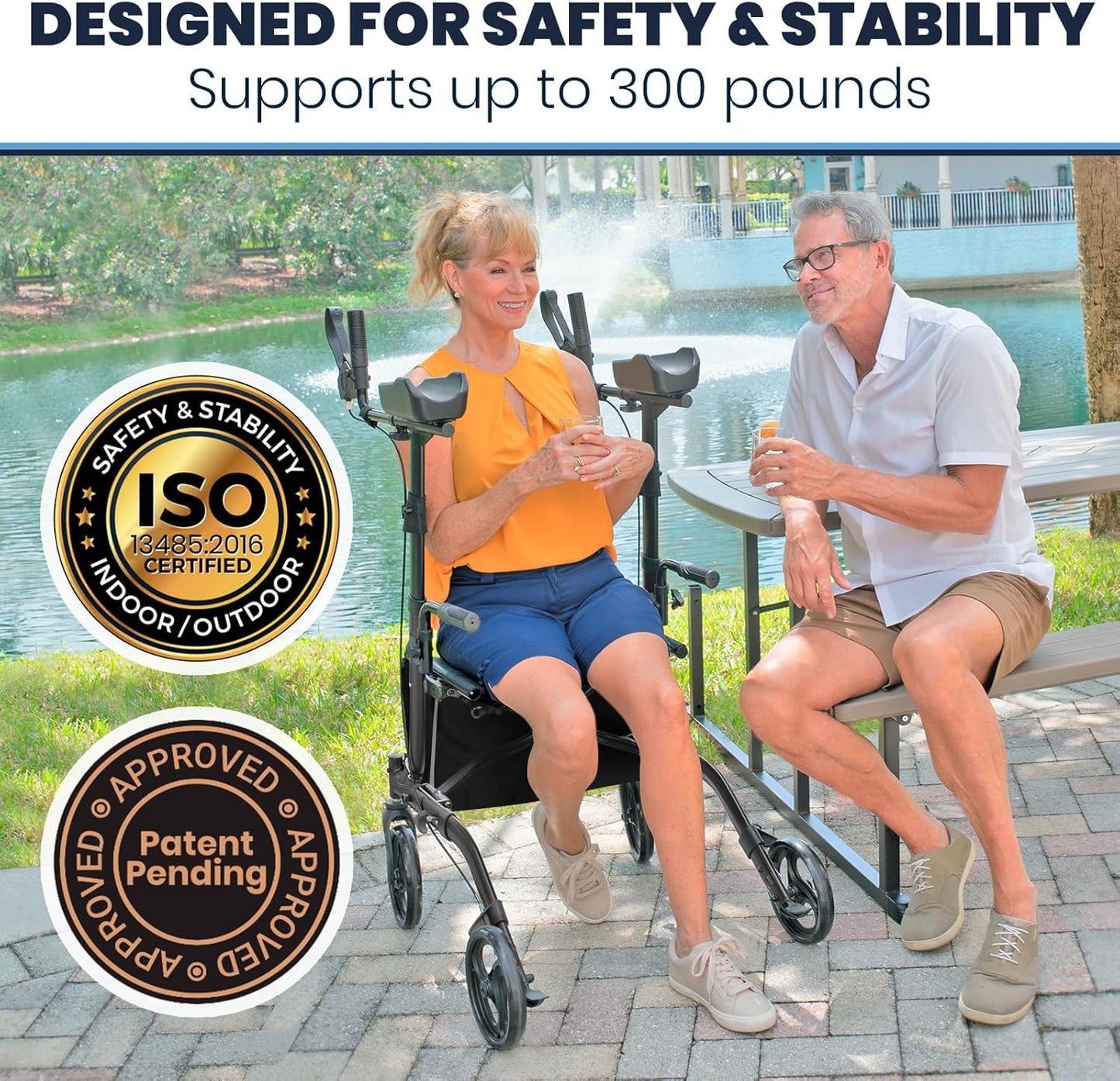 Senior Upright Mobility Walker With Seat - 300lb Capacity - Canva Home