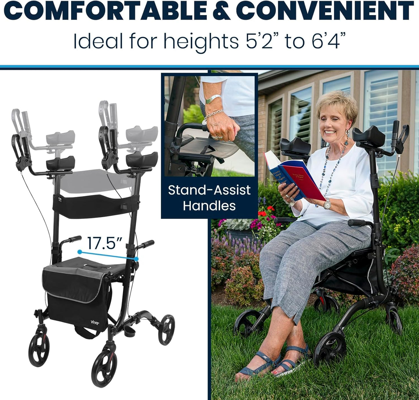 Senior Upright Mobility Walker With Seat - 300lb Capacity - Canva Home