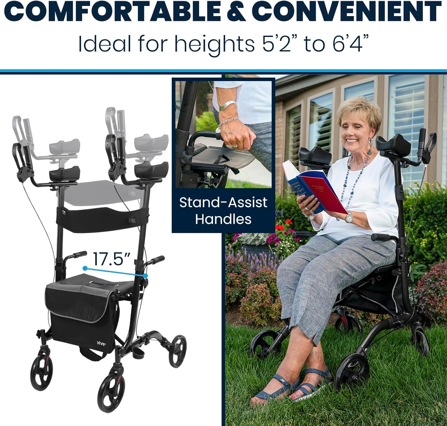 Senior Upright Mobility Walker With Seat - 300lb Capacity - Canva Home