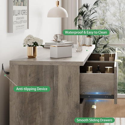 48" Wide Modern Chest of Drawers with Metal Handle - Canva Home