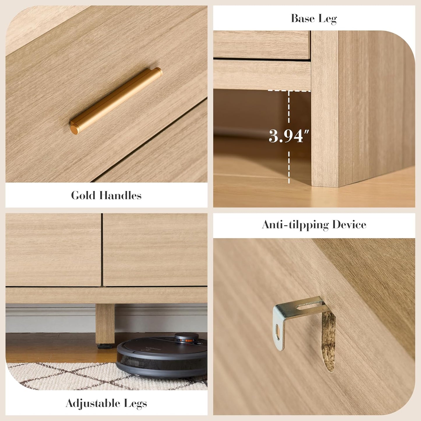 EliteSet Curved 6-Drawer Dresser - Canva Home