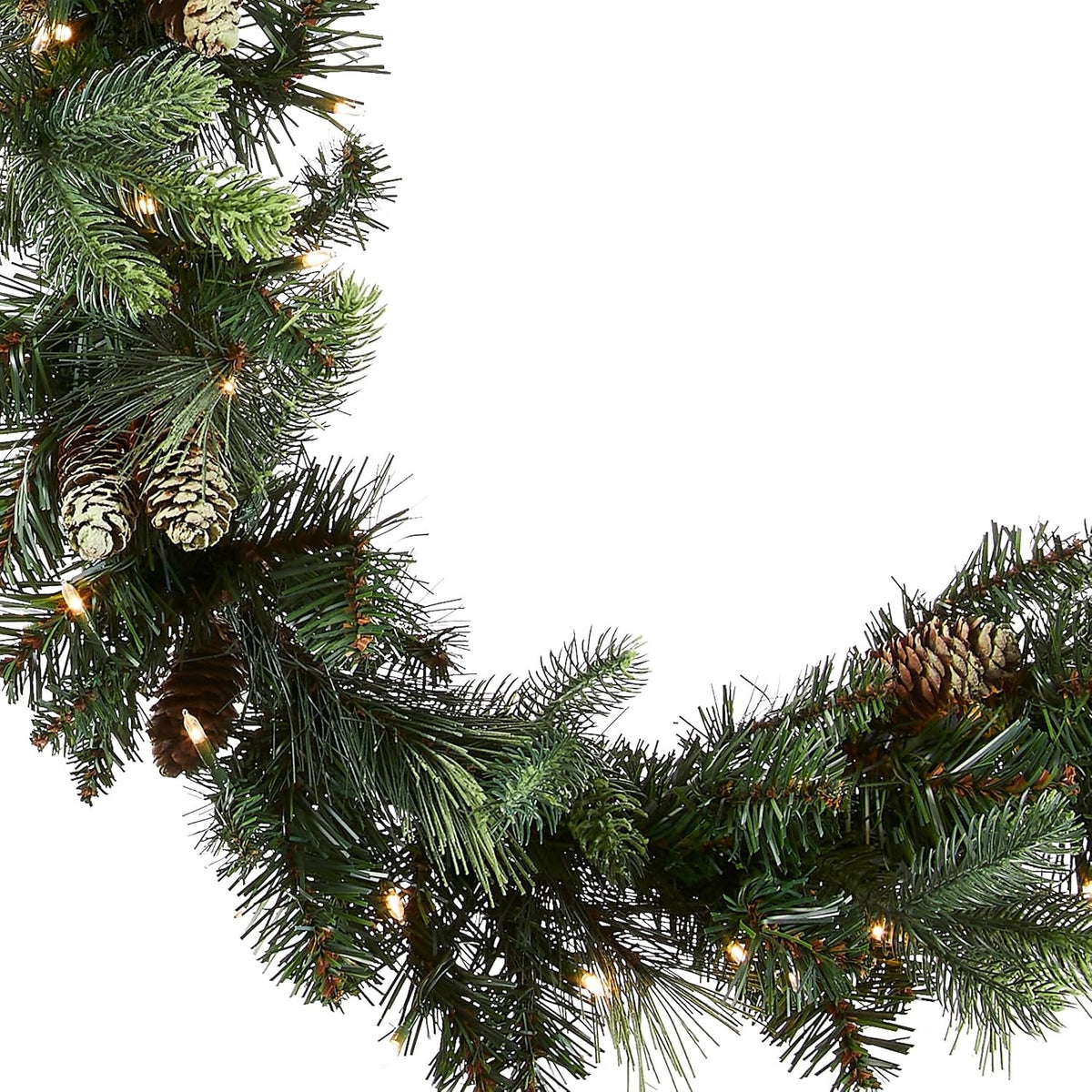 9 ft Pre-Lit Christmas Garland with 100 Clear Lights, Carolina Pine Garland with Pine Cones for Mantel & Doorway – Felicity