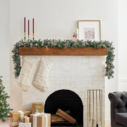 9 ft Pre-Lit Christmas Garland with 100 Clear Lights, Carolina Pine Garland with Pine Cones for Mantel & Doorway – Felicity