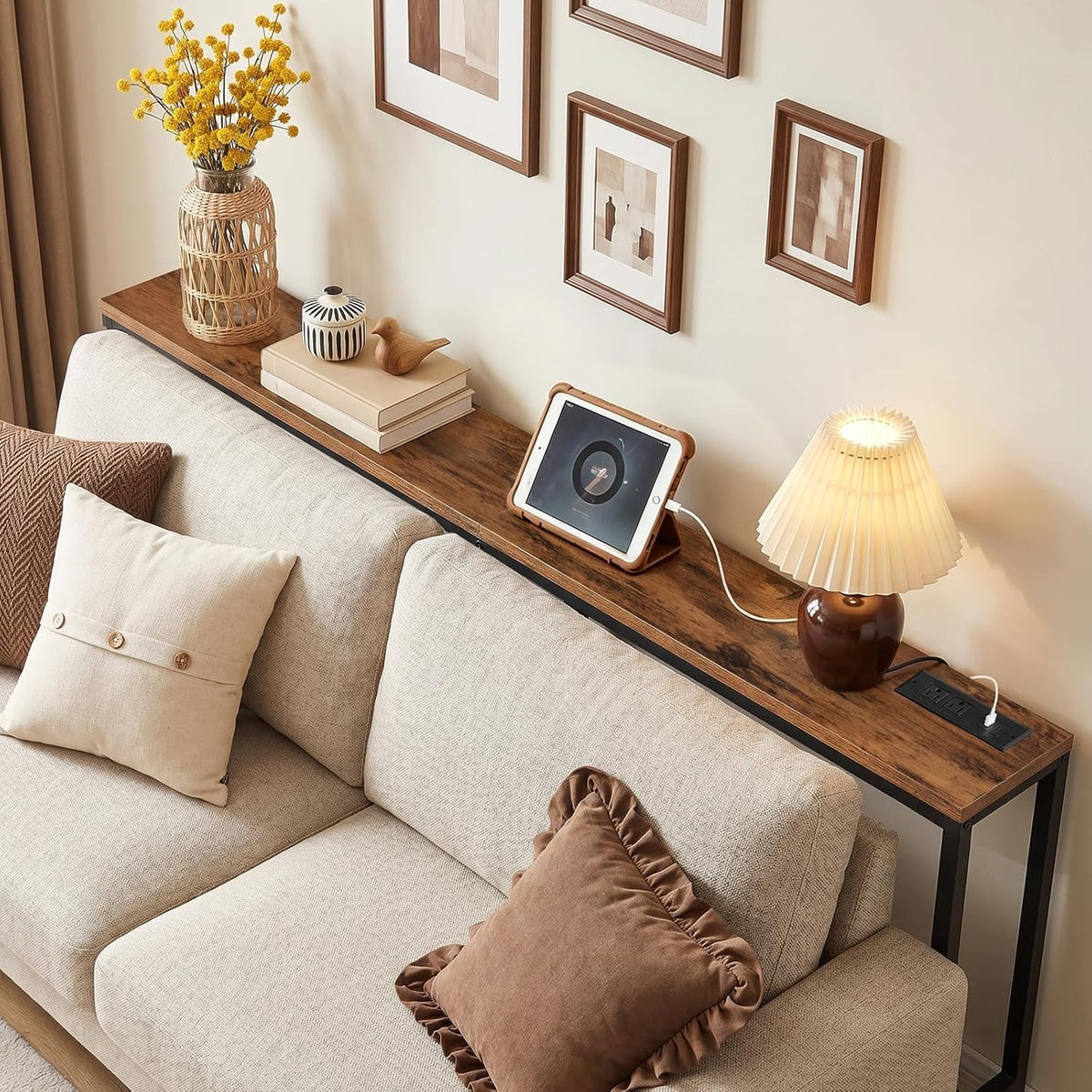 Juliette 70.9" Narrow Console Table with Outlet & USB-C