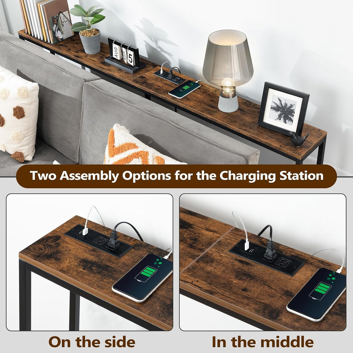 Juliette 70.9" Narrow Console Table with Outlet & USB-C
