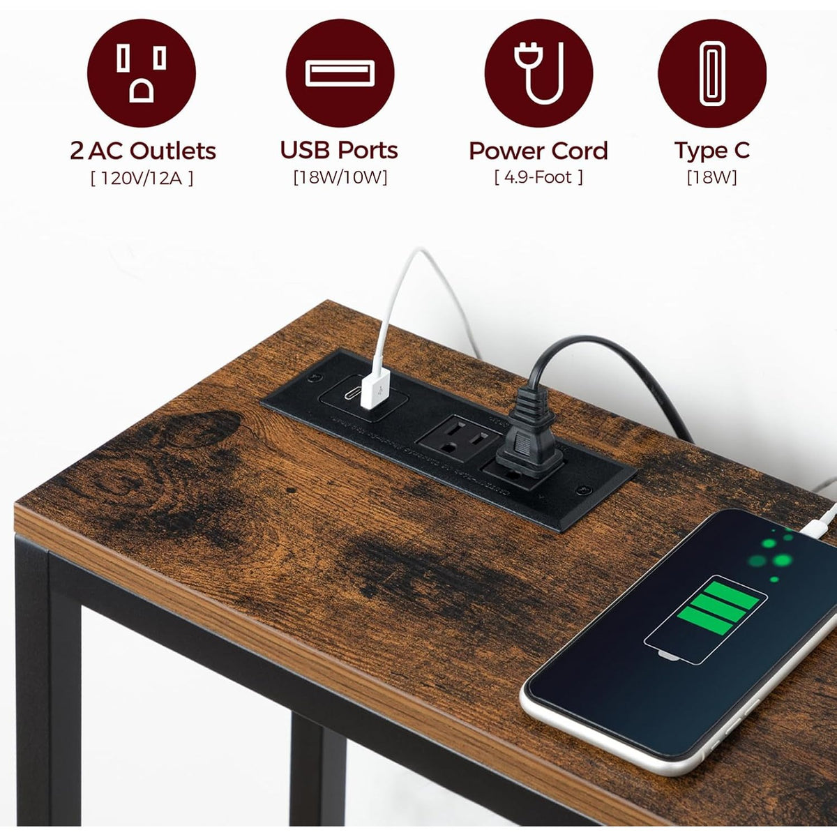 Juliette 70.9" Narrow Console Table with Outlet & USB-C