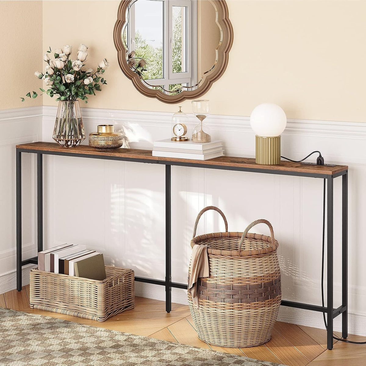 Juliette 70.9" Narrow Console Table with Outlet & USB-C