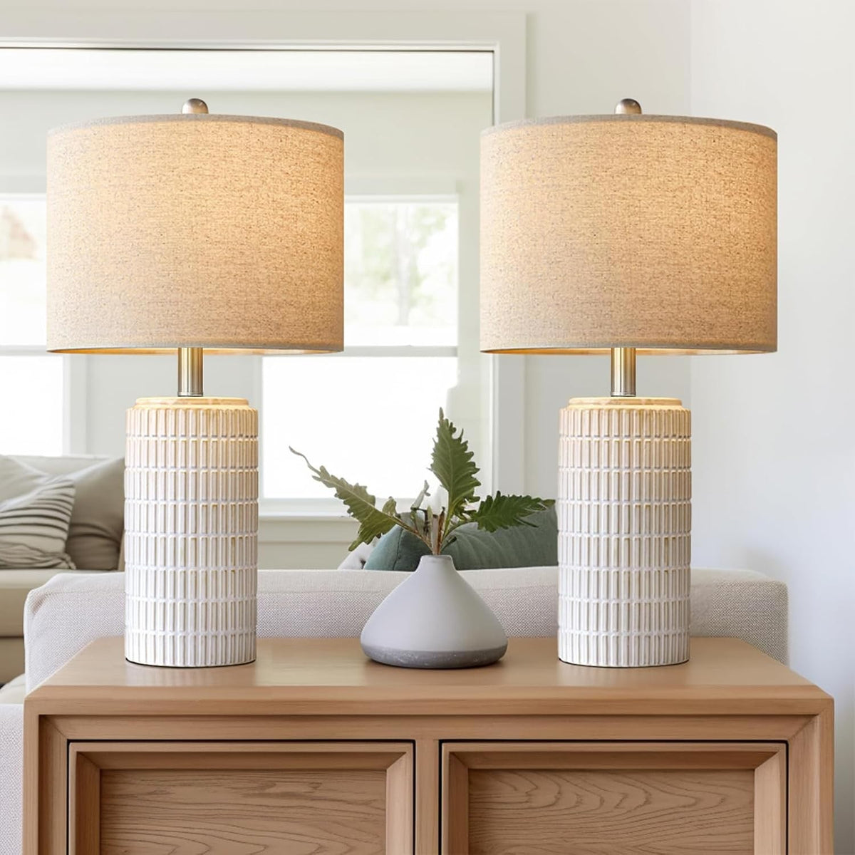 Fiorella 23" Textured Ceramic Table Lamps, Set of 2