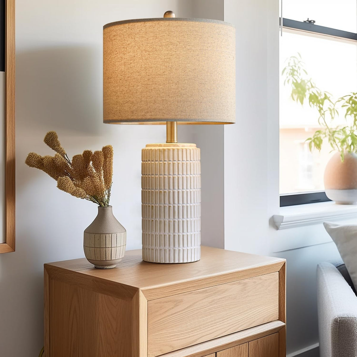 Fiorella 23" Textured Ceramic Table Lamps, Set of 2