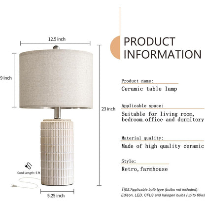 Fiorella 23" Textured Ceramic Table Lamps, Set of 2