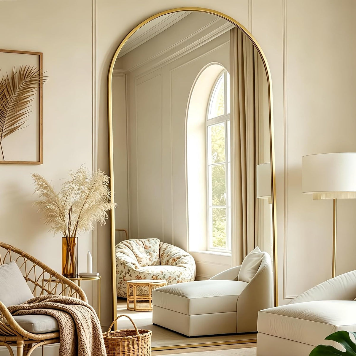 Celestine 70" x 26" Gold Arched Full Length Floor Mirror