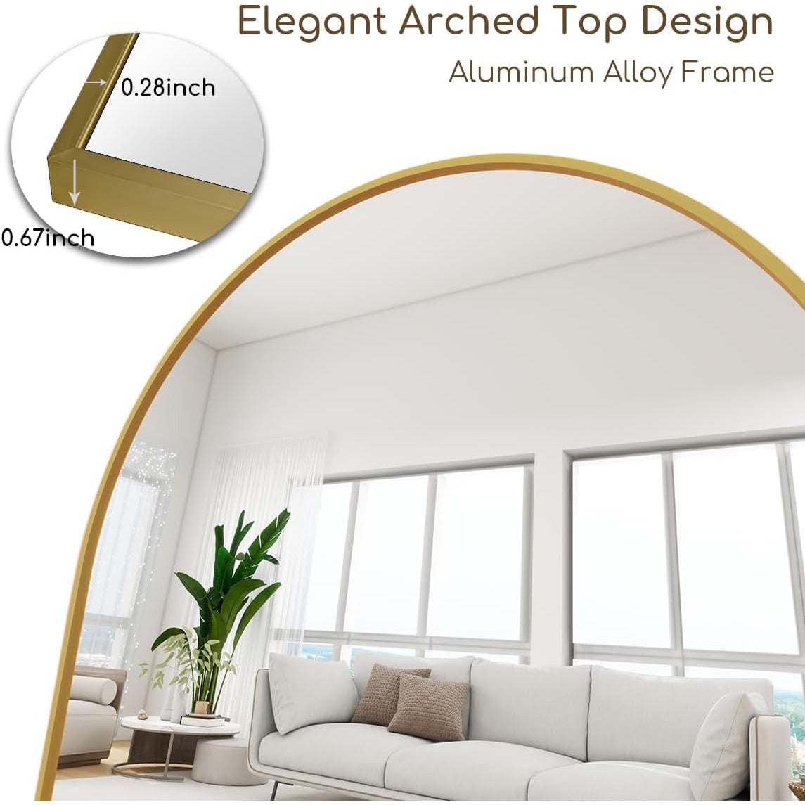 Celestine 70" x 26" Gold Arched Full Length Floor Mirror