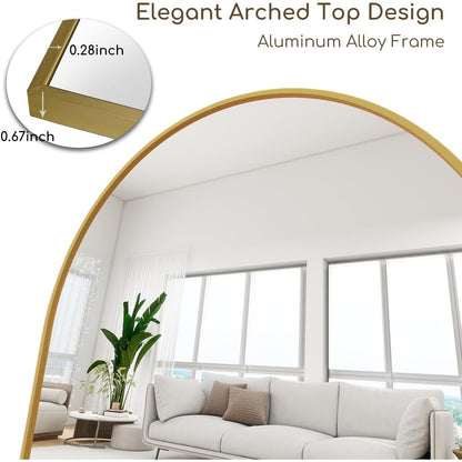 Celestine 70" x 26" Gold Arched Full Length Floor Mirror
