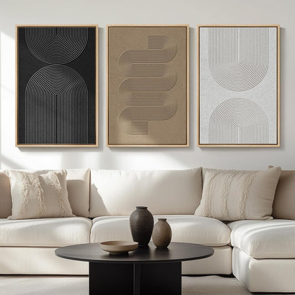 Marisol Set of 3 Framed Boho Arch Abstract Canvas Wall Art, 24" x 36"