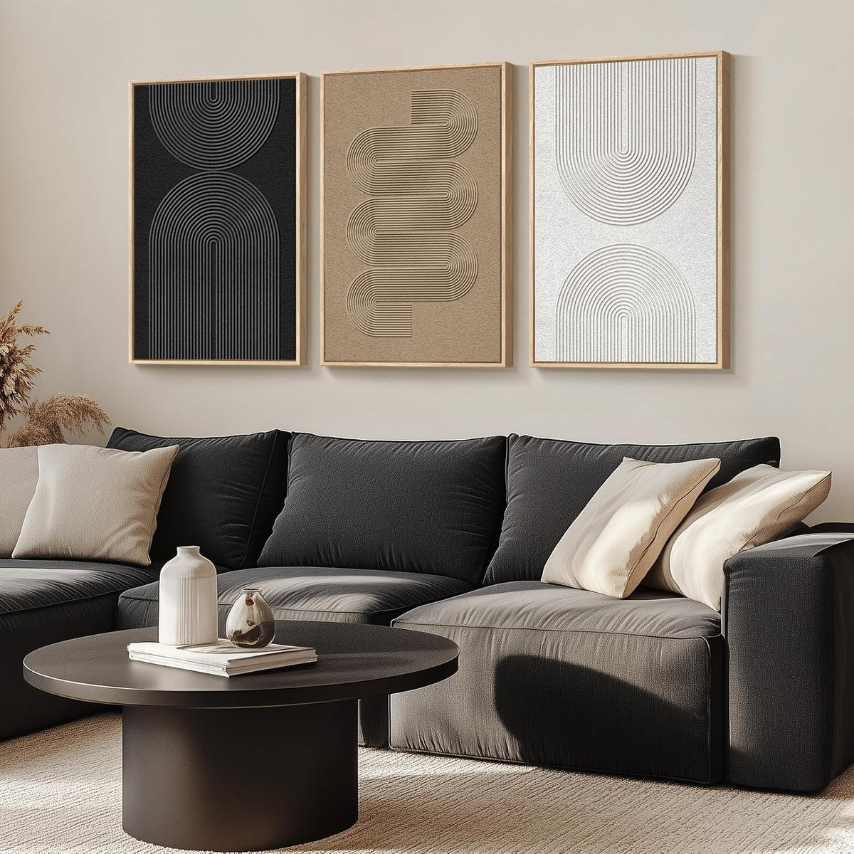 Marisol Set of 3 Framed Boho Arch Abstract Canvas Wall Art, 24" x 36"