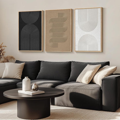 Marisol Set of 3 Framed Boho Arch Abstract Canvas Wall Art, 24" x 36"