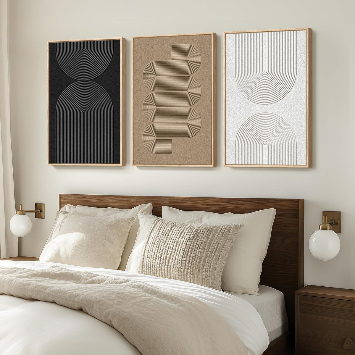 Marisol Set of 3 Framed Boho Arch Abstract Canvas Wall Art, 24" x 36"