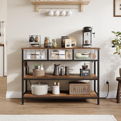 Leonie 43" Entryway Table with Outlets & 3 Fabric Drawers