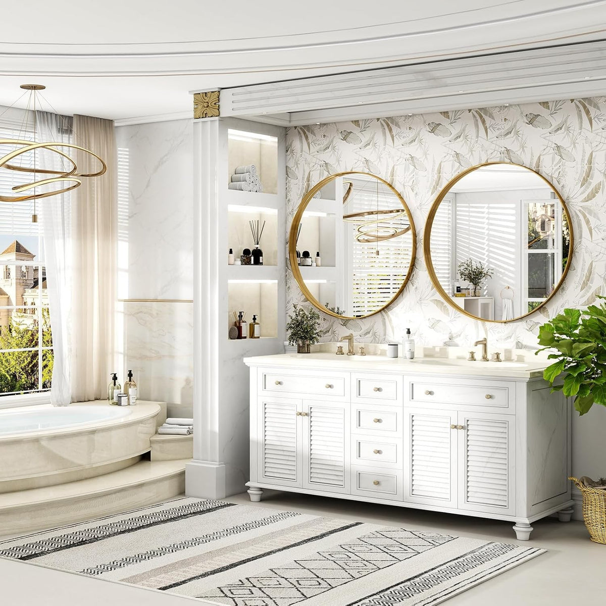 Allegra 36" Round Gold Metal Frame Wall Mirror