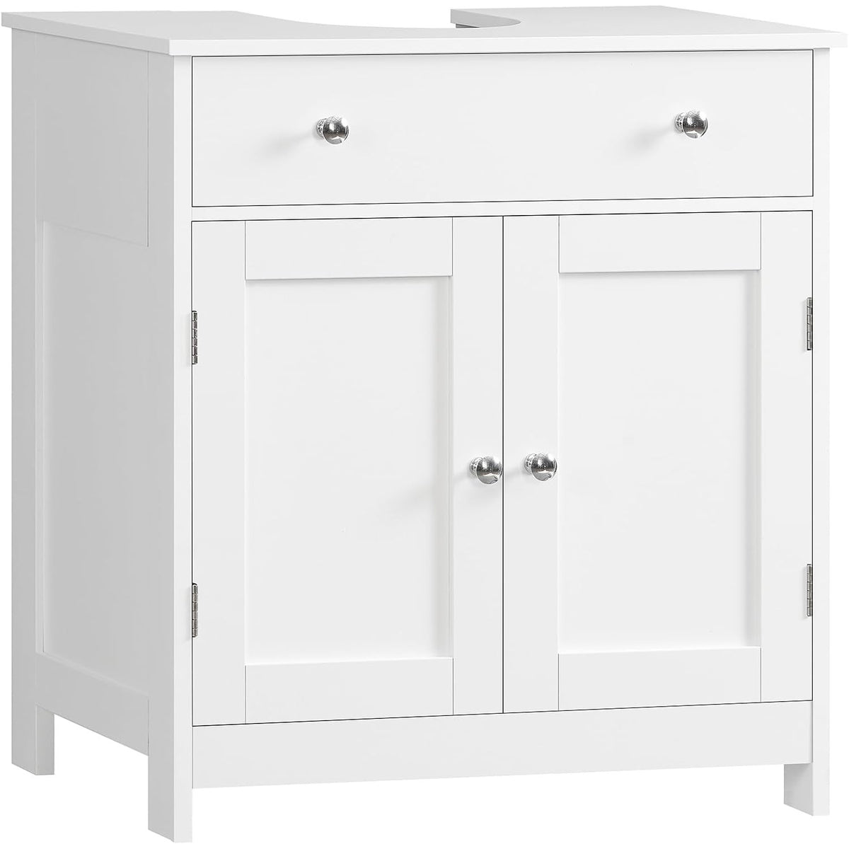 Pedestal Sink Storage Cabinet with Drawer & 2 Doors, 23.6" Under Sink Bathroom Cabinet with U-Shape Cutout, White – Clotilde