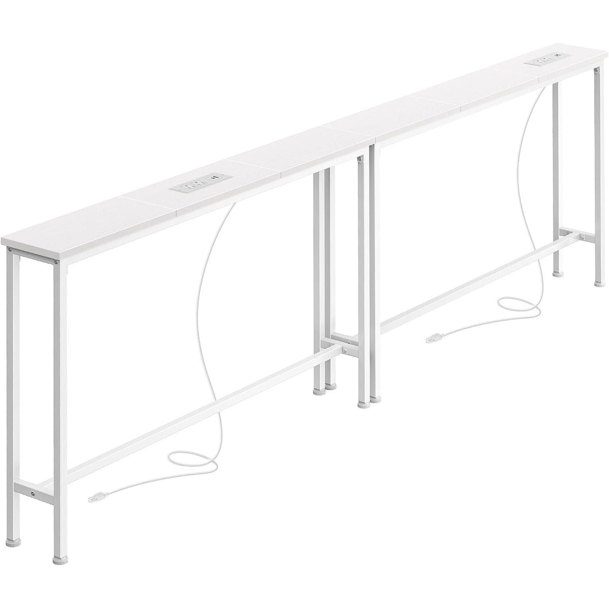Blanche 78.8" Narrow Console Table with Outlets & USB-C, White