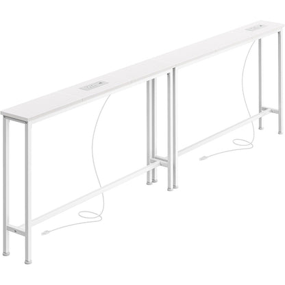 Blanche 78.8" Narrow Console Table with Outlets & USB-C, White