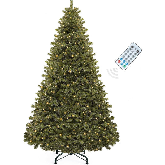 Noelle 7.5 ft Pre-Lit Spruce Christmas Tree with Remote, 550 Dual-Color LEDs