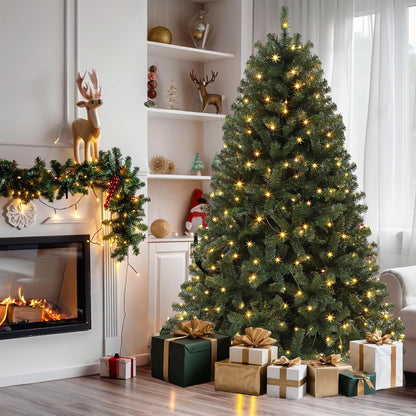 Noelle 7.5 ft Pre-Lit Spruce Christmas Tree with Remote, 550 Dual-Color LEDs