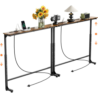 Lavinia 90" Height-Adjustable Console Table Set of 2 with Outlets