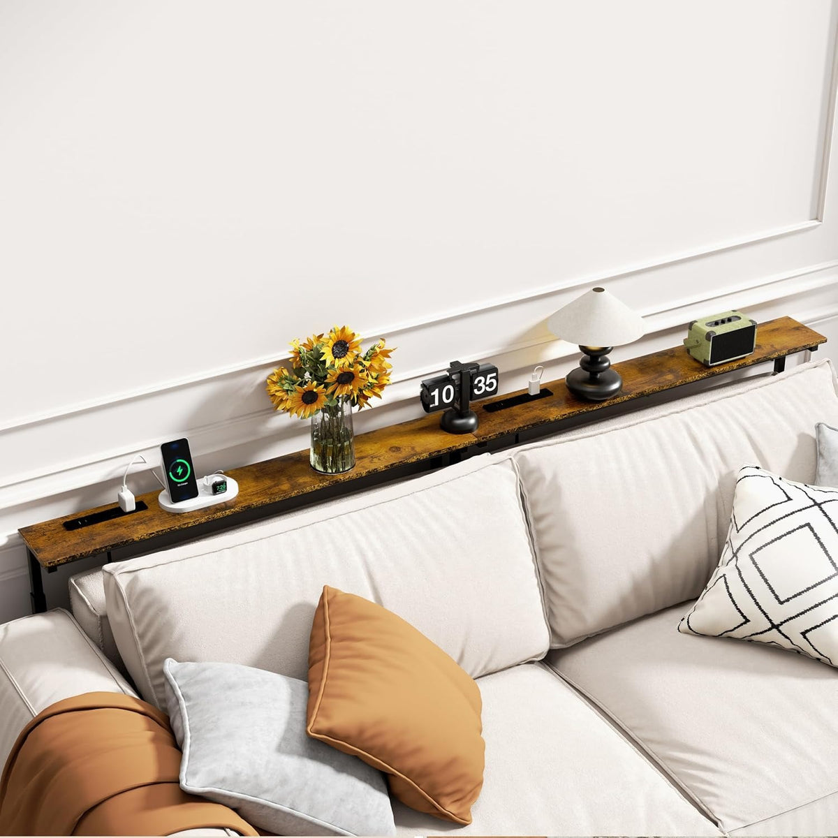 Lavinia 90" Height-Adjustable Console Table Set of 2 with Outlets