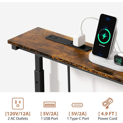Lavinia 90" Height-Adjustable Console Table Set of 2 with Outlets