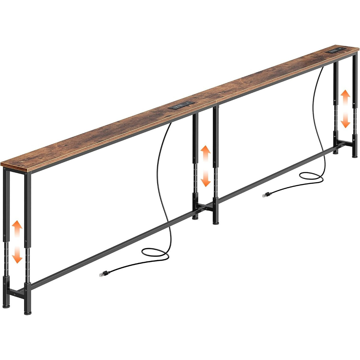 Lucinda 102.4" Height-Adjustable Behind Couch Table with Outlets