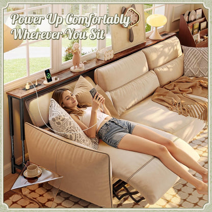 Lucinda 102.4" Height-Adjustable Behind Couch Table with Outlets