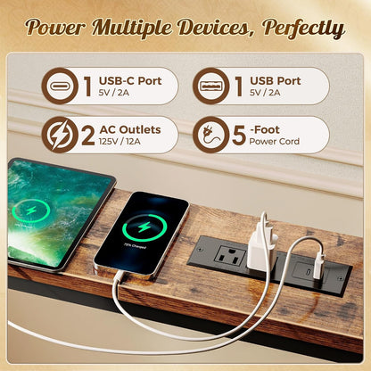 Ingrid 118" Extra-Long Sofa Table with 2 Charging Stations