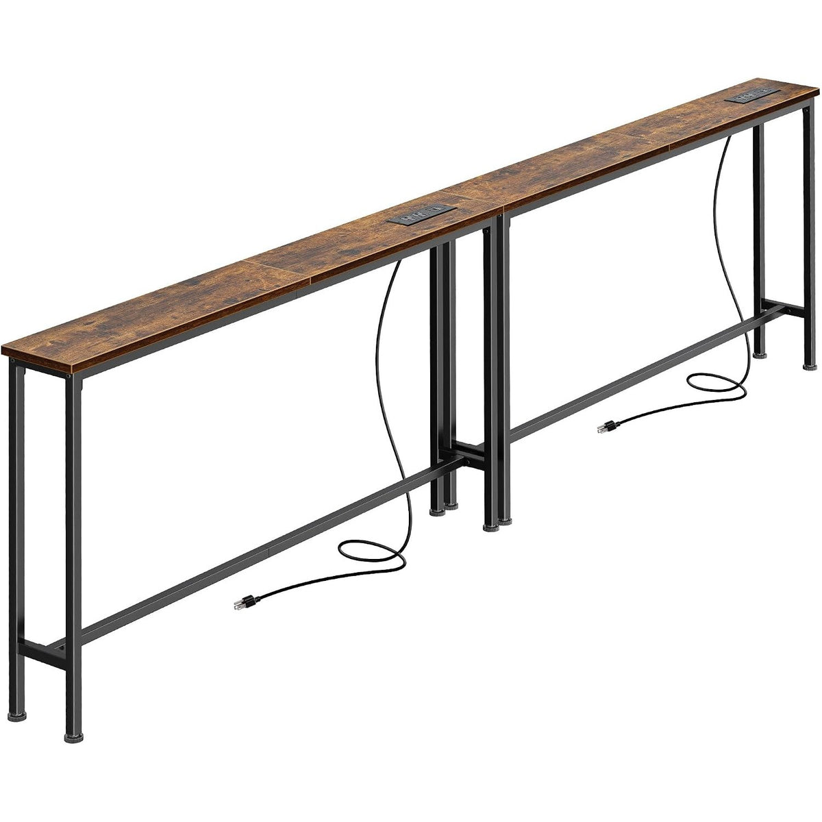 Ottavia 86.6" Narrow Console Table with Outlets & USB-C, Rustic Brown