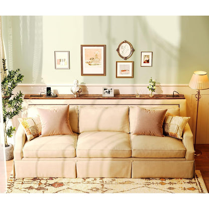 Ottavia 86.6" Narrow Console Table with Outlets & USB-C, Rustic Brown