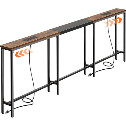 Marcella Adjustable-Length 86.6"-110.2" Sofa Table with Outlets
