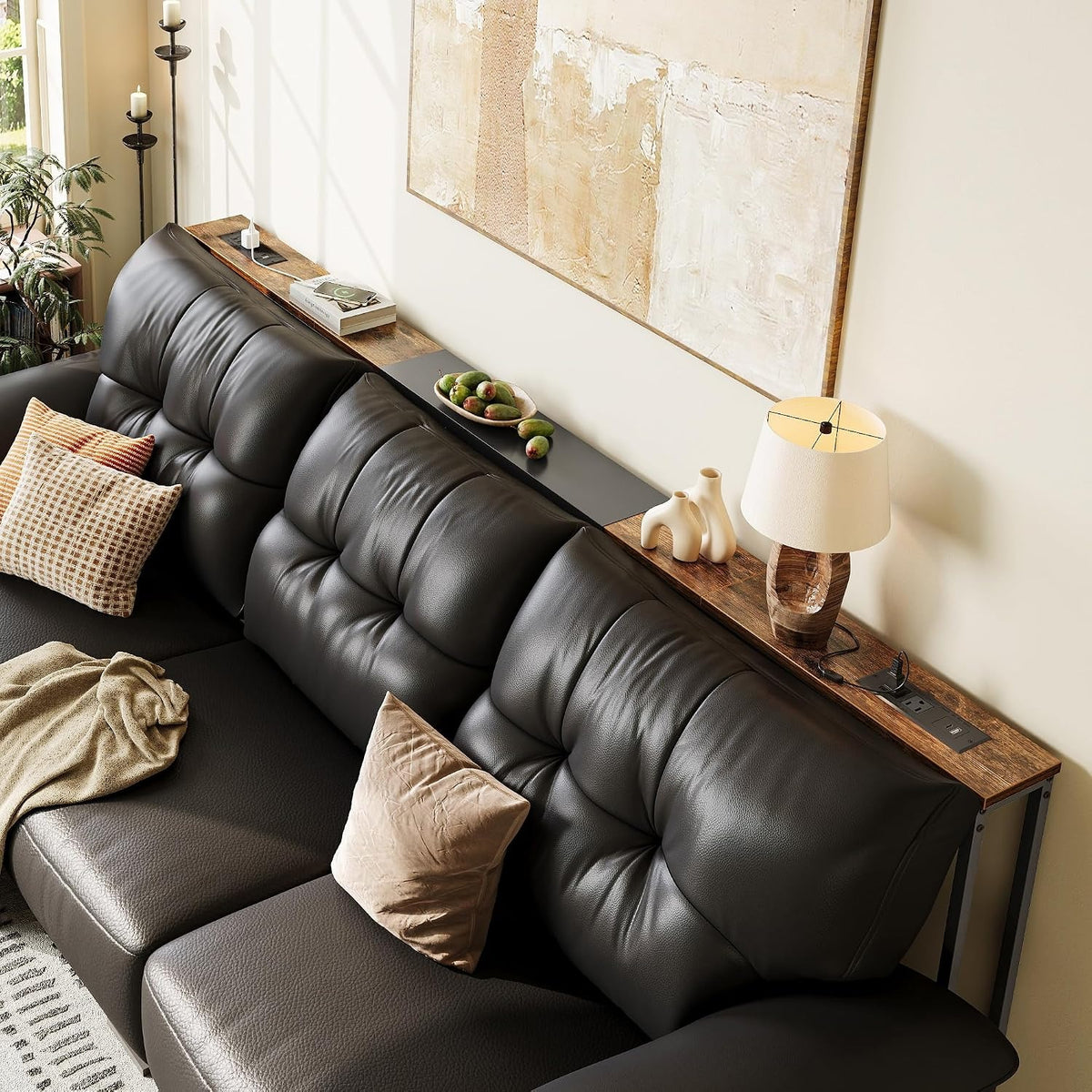 Marcella Adjustable-Length 86.6"-110.2" Sofa Table with Outlets