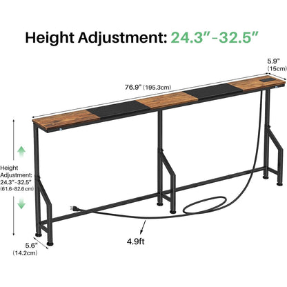 Imelda 76.9" Height-Adjustable Narrow Console Table with Outlet