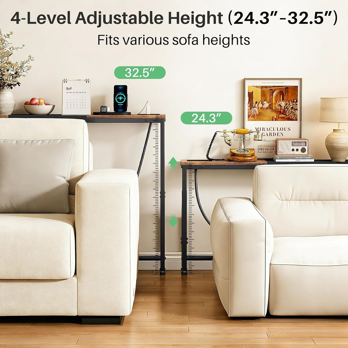 Imelda 76.9" Height-Adjustable Narrow Console Table with Outlet
