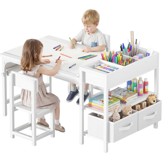 Bettina Kids Art Table & 2 Chairs with Storage Drawers & Paper Roll