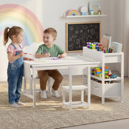 Bettina Kids Art Table & 2 Chairs with Storage Drawers & Paper Roll