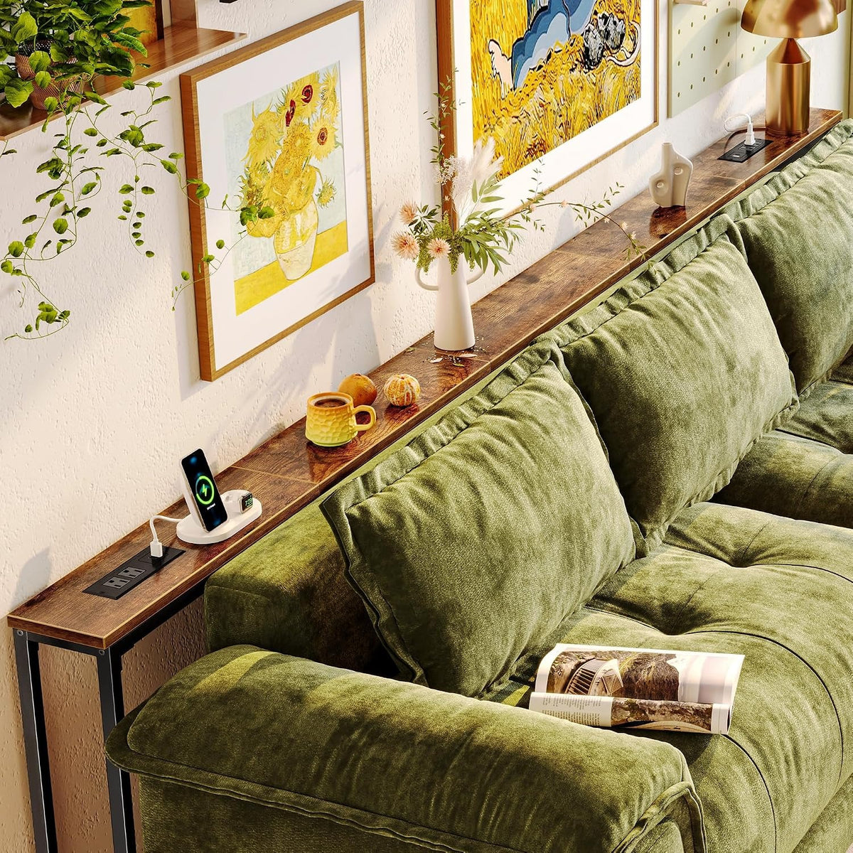 Harriet 110.2" Behind Couch Table with Outlets & Anti-Bump Pads