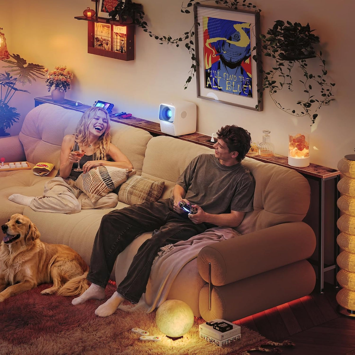 Harriet 110.2" Behind Couch Table with Outlets & Anti-Bump Pads