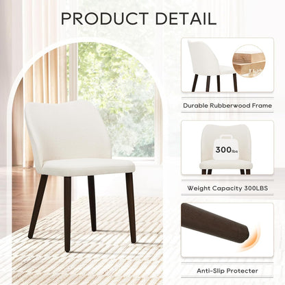 Clementine Curved-Back Upholstered Dining Chairs, Set of 4, Cream