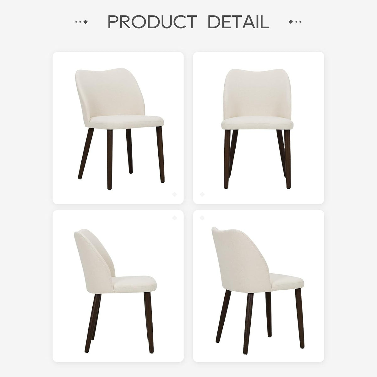 Clementine Curved-Back Upholstered Dining Chairs, Set of 4, Cream