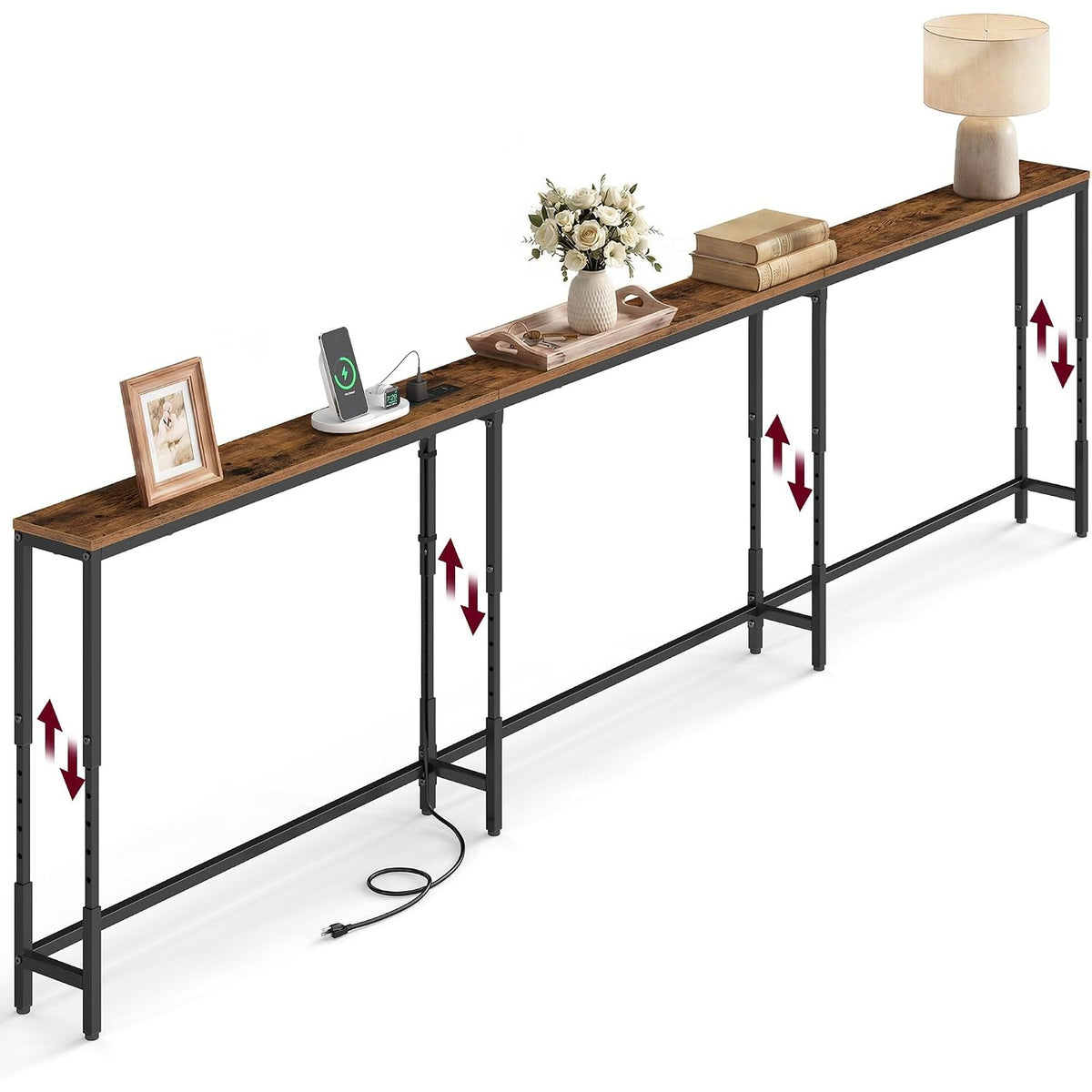Sylvie 106.3" Height-Adjustable Narrow Console Table with Outlet