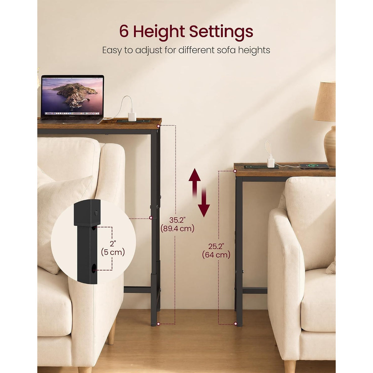 Sylvie 106.3" Height-Adjustable Narrow Console Table with Outlet