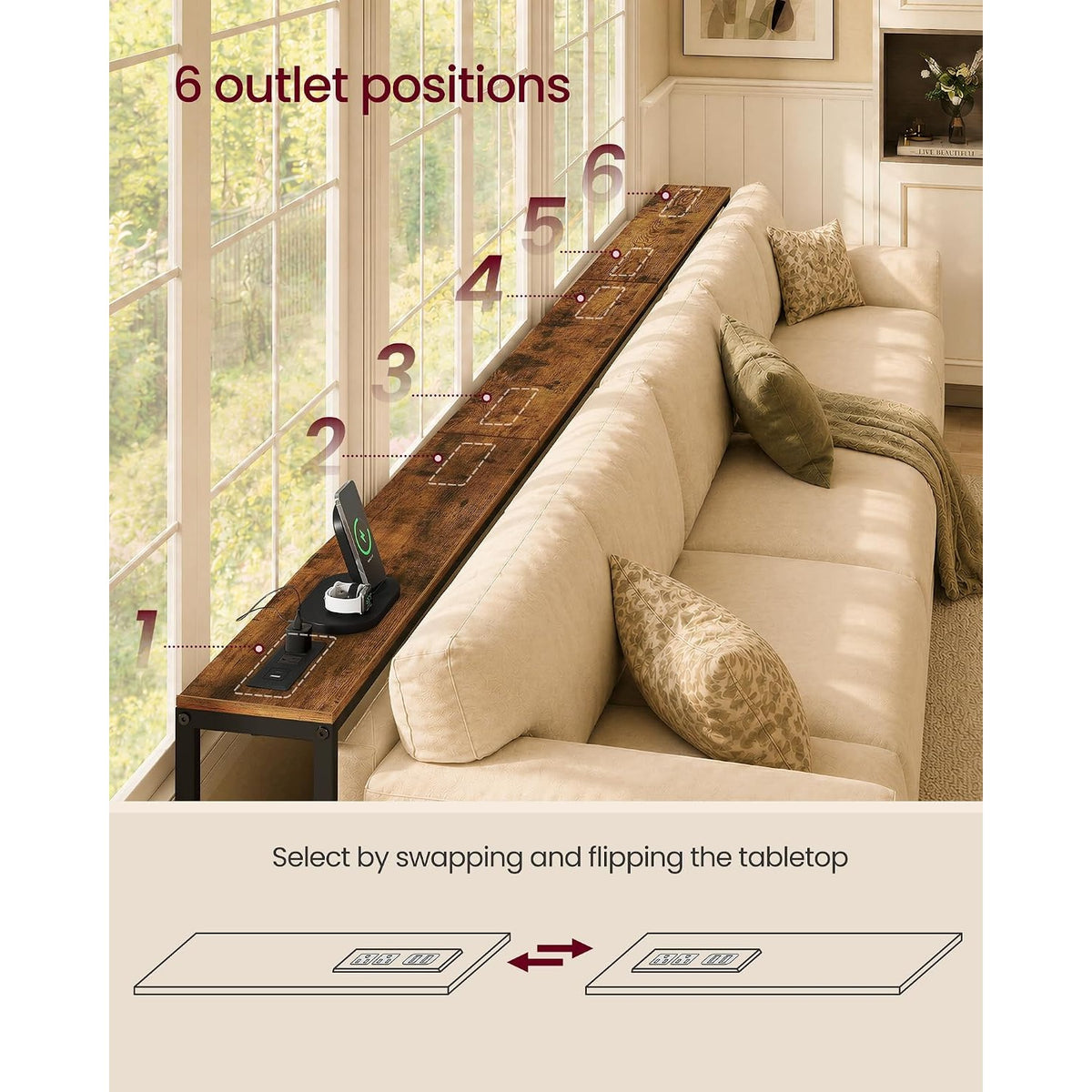 Sylvie 106.3" Height-Adjustable Narrow Console Table with Outlet