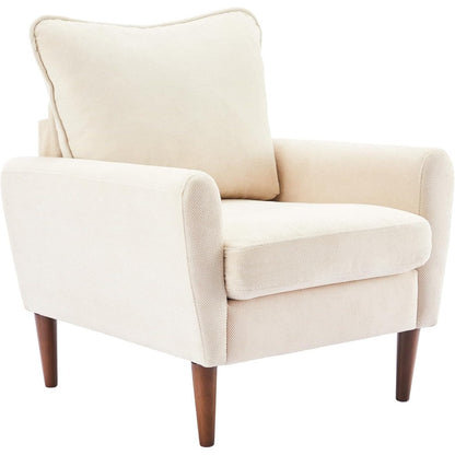 Accent Chairs Set of 2, Mid-Century Upholstered Armchairs with Back Pillow & Solid Wood Legs, Sand – Benedetta